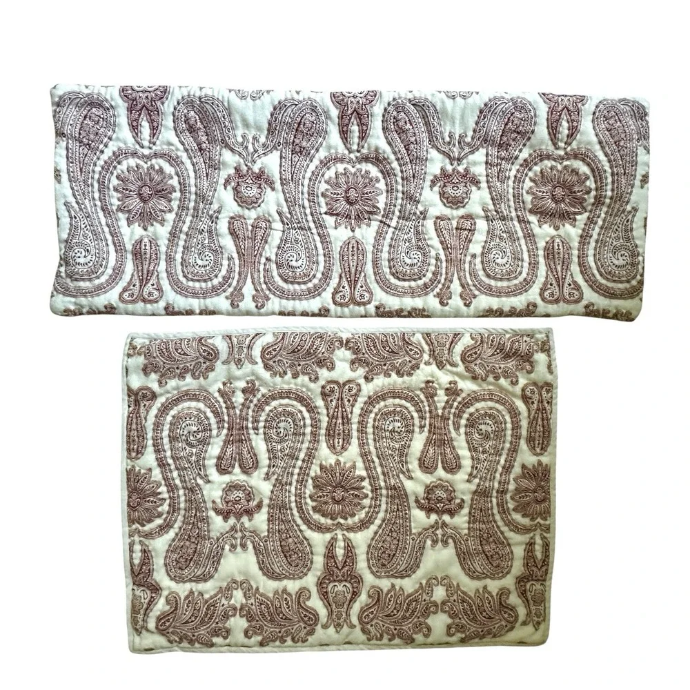 Pottery Barn Pillow Shams Lumbar Wool Blend Jacquard Paisley Set Of 2 Diff Sizes